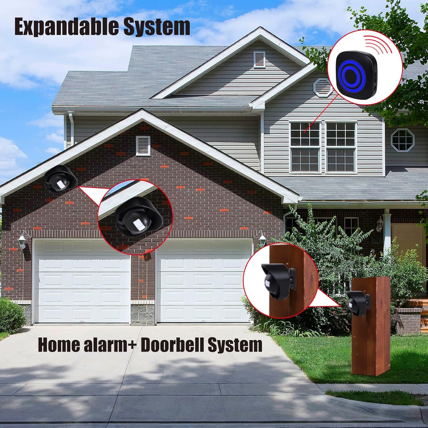 Driveway Alarm-328ft Long Range Wireless Driveway Alarm Weatherproof Outdoor Motion Sensor&Detector Security Alert-Protect Outdoor/Indoor Property-1 Receiver and 4 Sensors-38 Chimes - Image 6