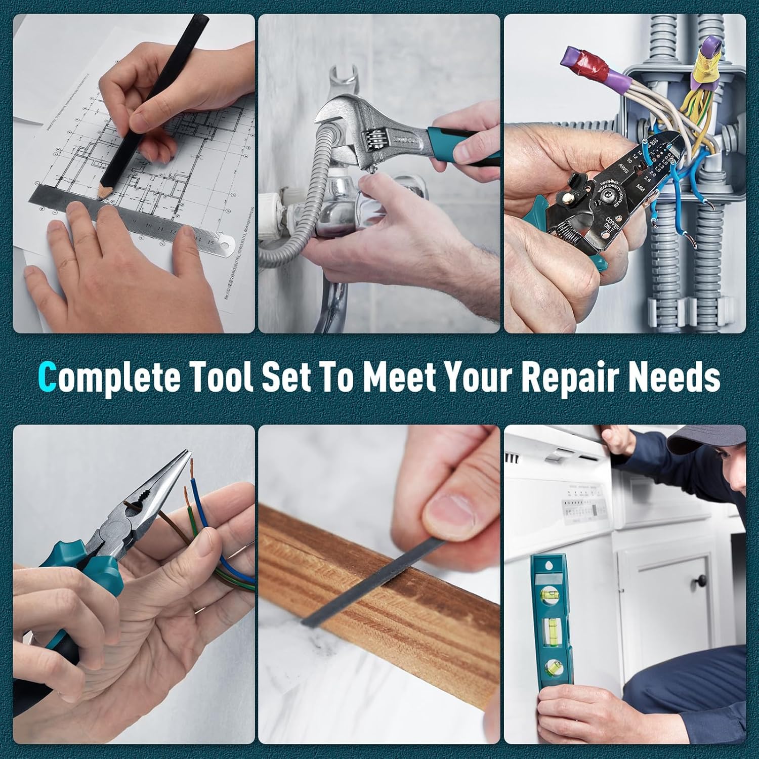 Sundpey 379-PCs Home Tool Kit - Portable Complete Household and Auto Repair Tool Set - Hand General Basic Tool Box Storage Case with Drawer - Full Basic Toolkit for Handyman & Diyer & Homeowner - Image 7