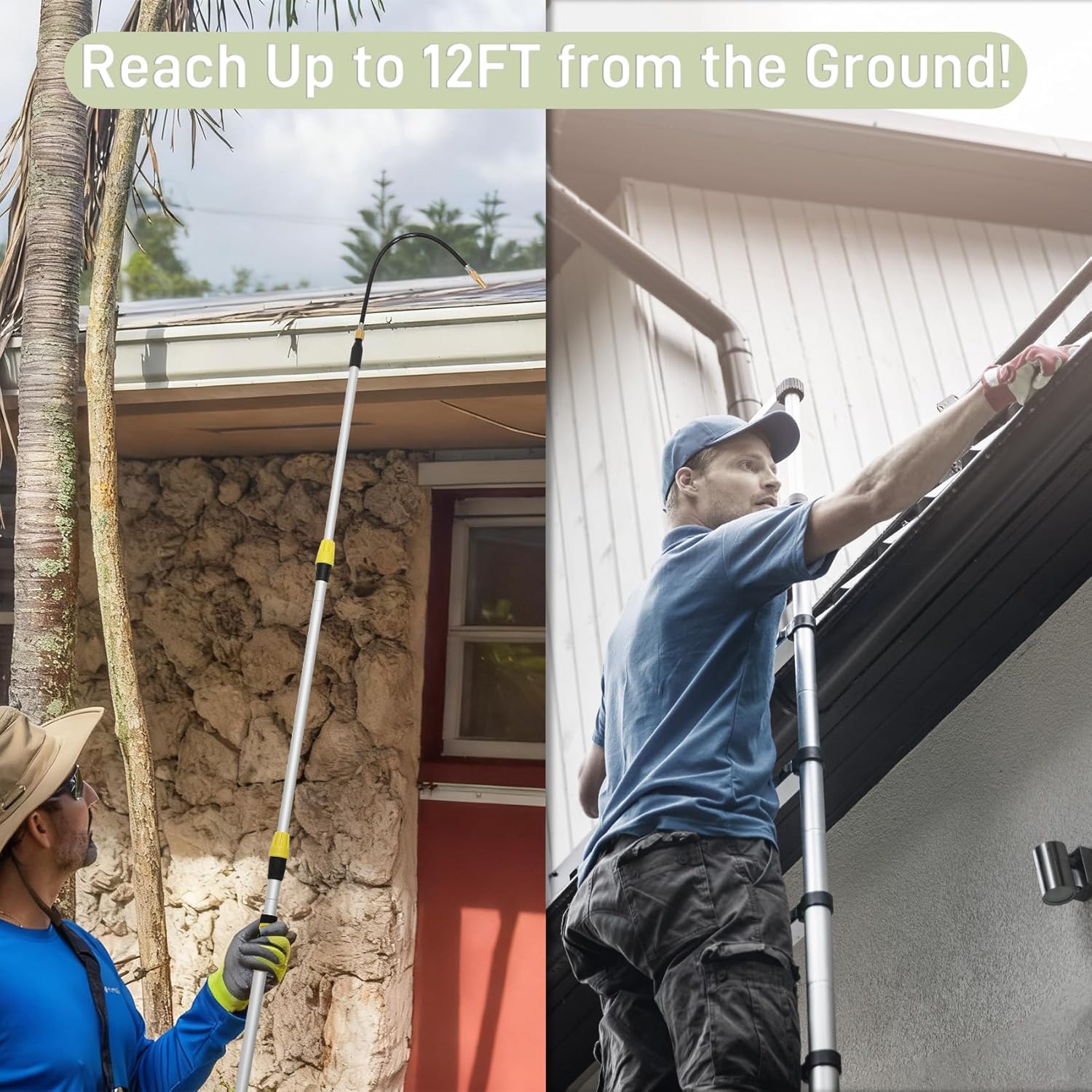20FT Heavy Duty Telescopic Gutter Cleaner System – Professional Gutter Cleaning Tools from the Ground with Quick-Connect Adapter & Ergonomic Wand for 2-Story Homes, Roof Maintenance, and Clog Removal - Image 4