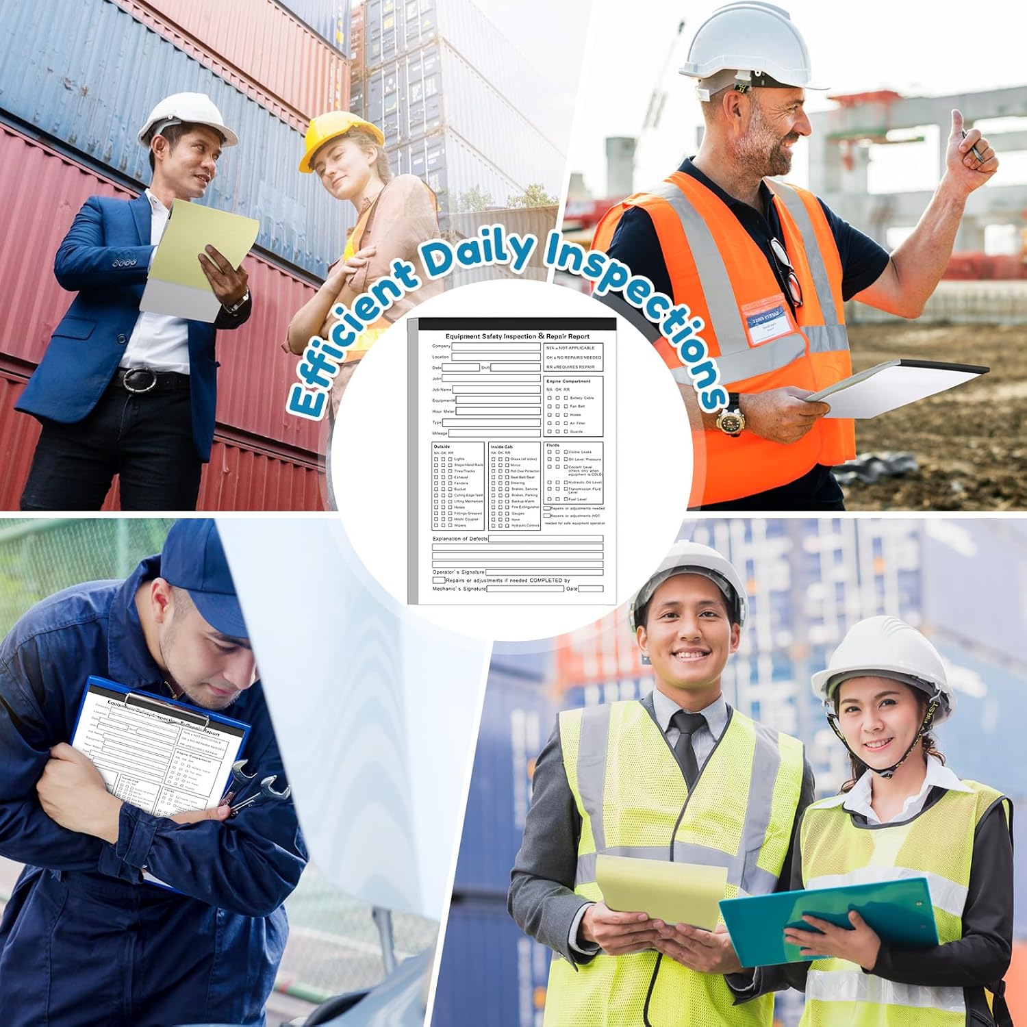 10 Pack 5.5" x 8.5" Equipment Safety Inspection Report Detailed Driver's Vehicle Inspection Report Book Daily Pre Trip 2-ply, Carbonless, 31 Sets of Forms Per Book - Image 5