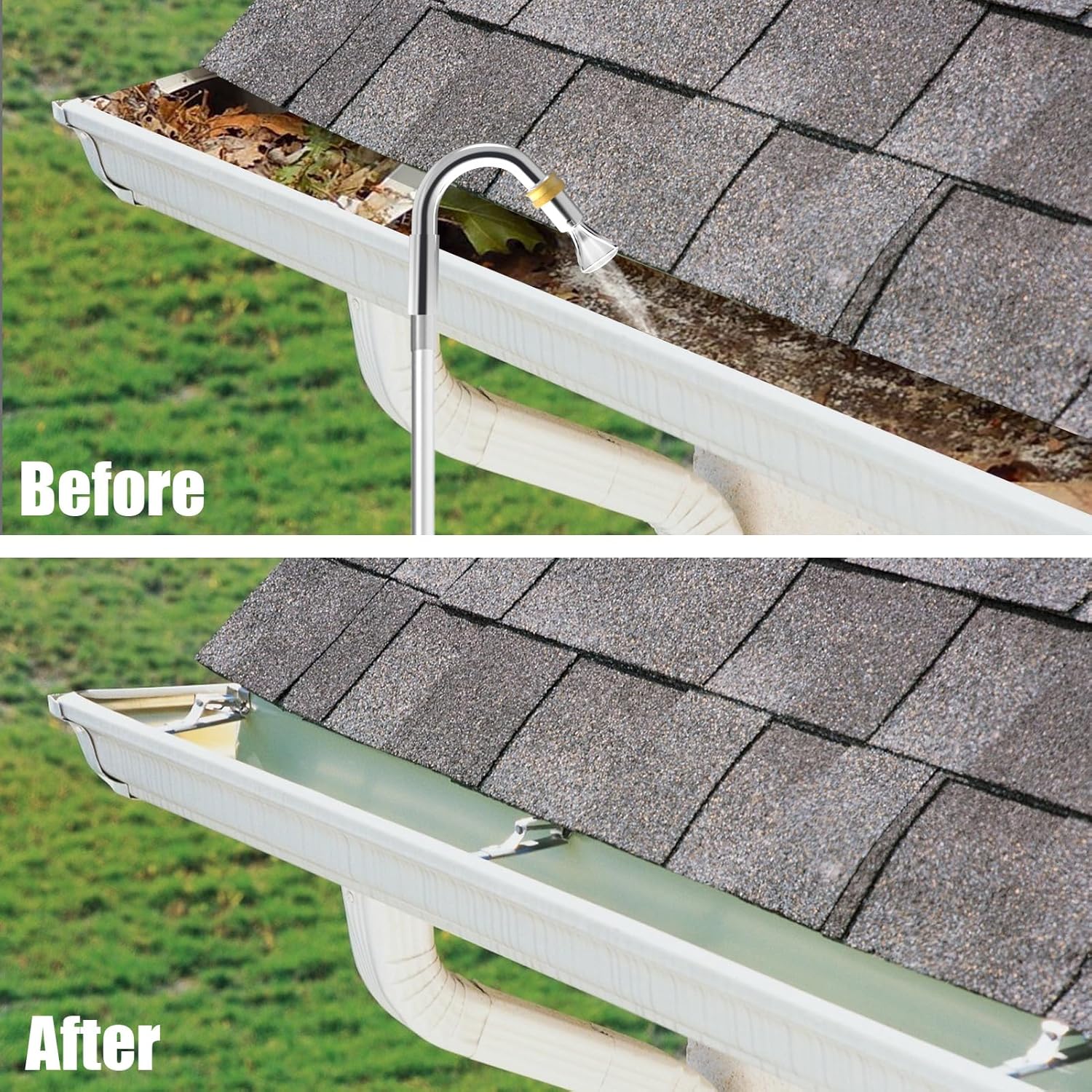 16ft (24ft Reach) Gutter Cleaning Tools from The Ground, Telescoping Rain Gutter Cleaner Tool, Gutters Cleaning Wand, Gutters Cleaning Hose Attachment & Connection Adapter - Image 6