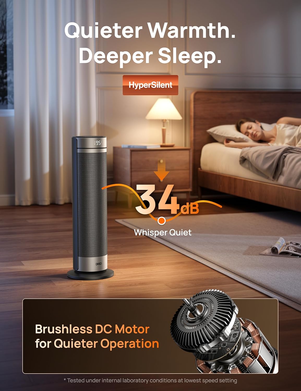 DREO Space Heater for Large Room, 23 Inch Electric Heaters for Indoor Use, 8 Safe Protection Tower, 70° Oscillation, PTC Ceramic with Thermostat and Remote, Quiet, 12H Timer, Bedroom, Office - Image 6