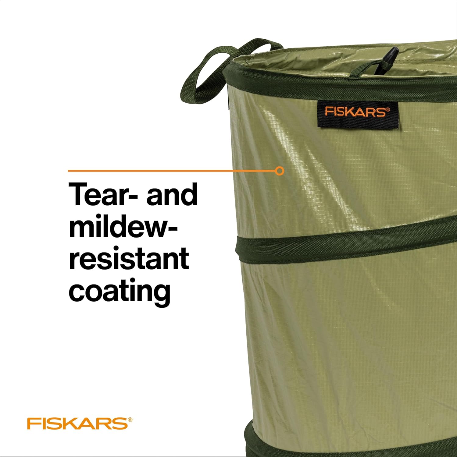 Fiskars Kangaroo Collapsible Spring Up Garden Bag for Yard Waste, Grass, Branches & Weeds, Tear & Mildew Resistant Vinyl-Coated Polyester, Folds Flat to 3 Inches for Space-Saving Storage, 30 Gallon - Image 7