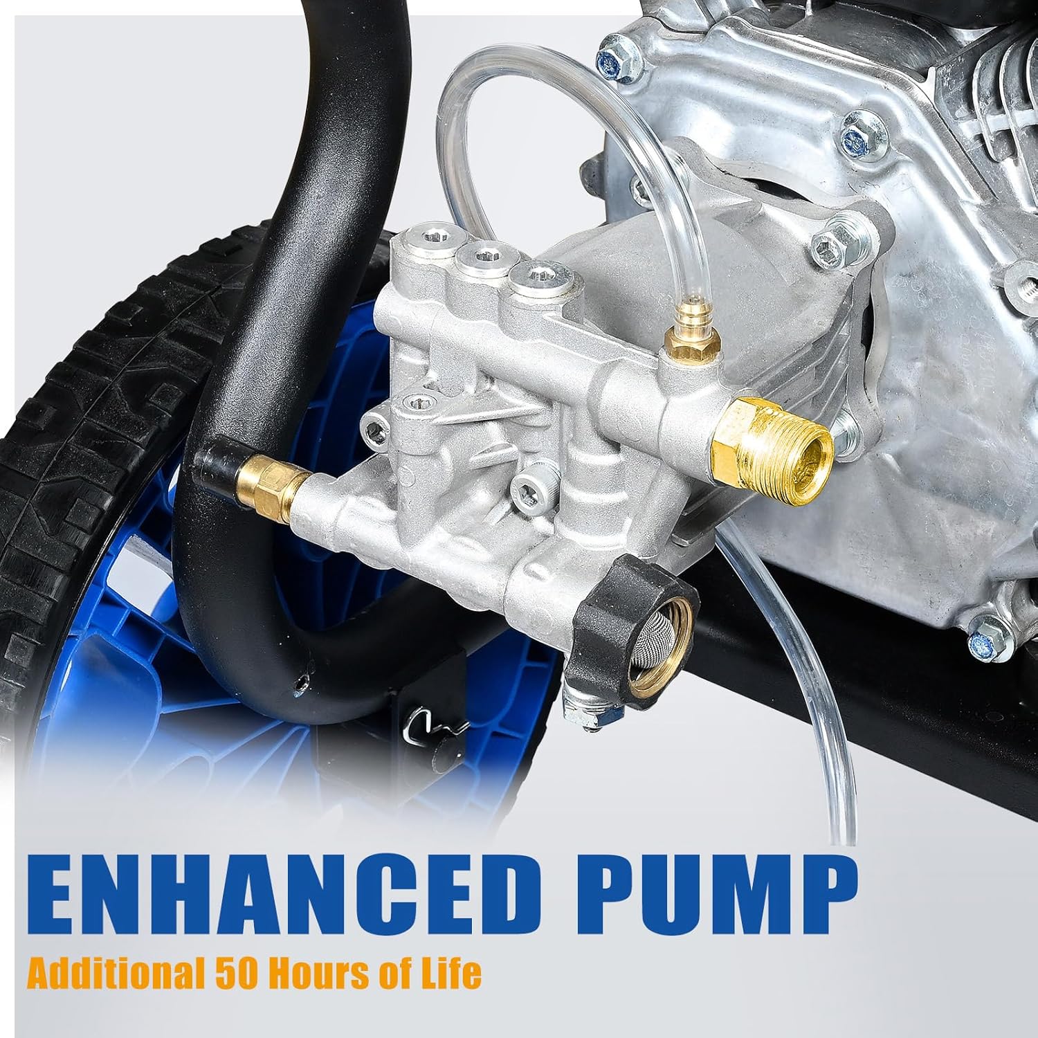 TOOLCY 3400 PSI Gas Pressure Washer, 2.8 GPM Gas Powered Power Washer with Soap Tank, Reinforced Pump & 212cc OHV Engine, 35 FT Pressure Hose, Quick Connect Swivel Pressure Gun, 5 Nozzles for Homes - Image 4