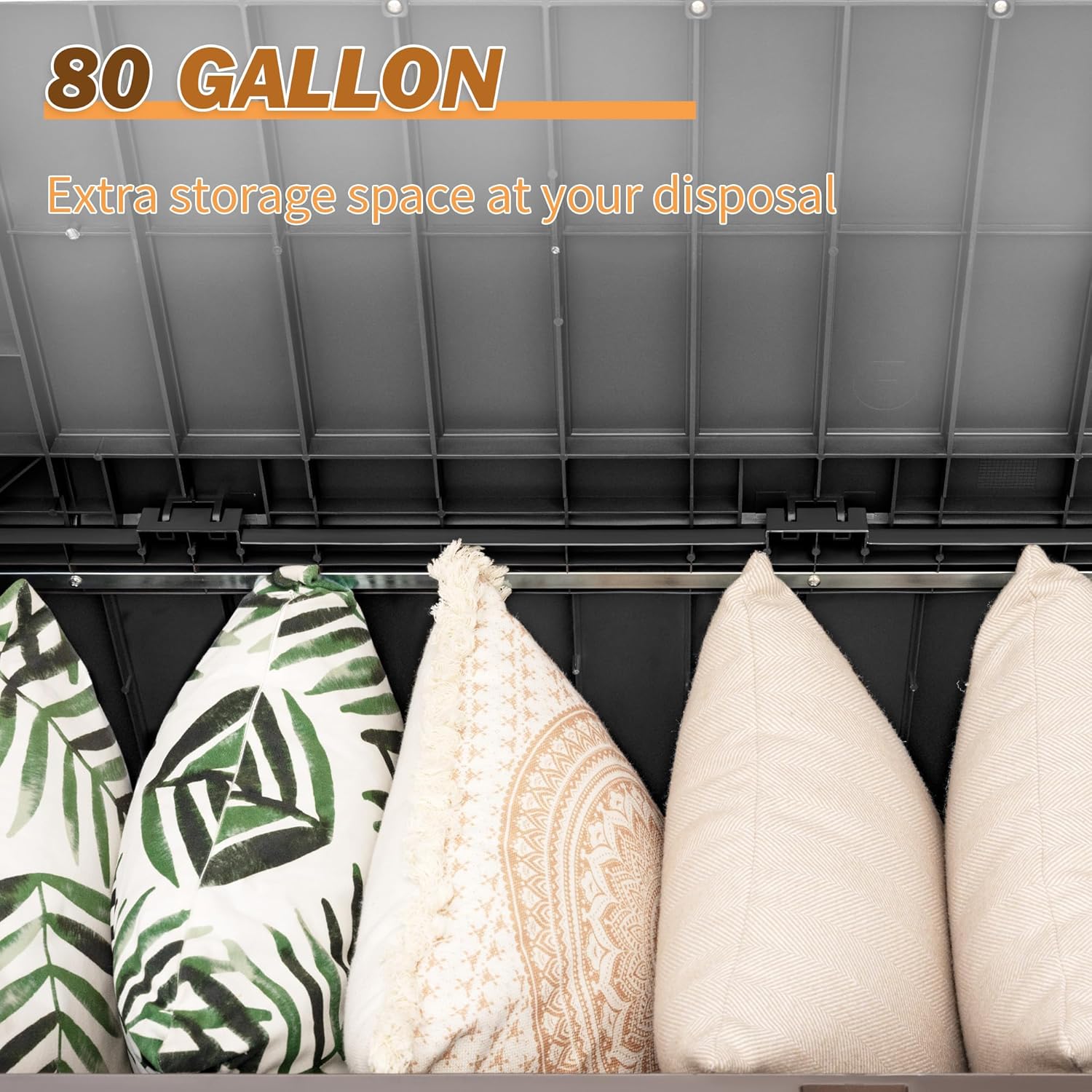 Devoko 80 Gallon Storage Bench Deck Box Lockable for Patio Furniture, Garden Decor and Outdoor Seating for Cushions, Garden Tools and Pool Supplies (Black) - Image 5