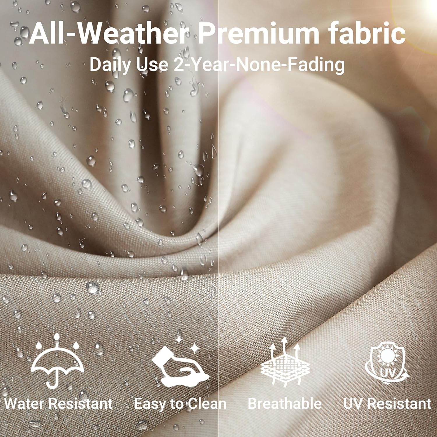 Jing's Villa 6-Piece Patio Furniture Set, All-Weather Outdoor Wicker Sectional Sofa with Cushions, Glass Table & Left and Right Armrest, Rattan Conversation Seating for Porch, Garden, Backyard,Beige - Image 5