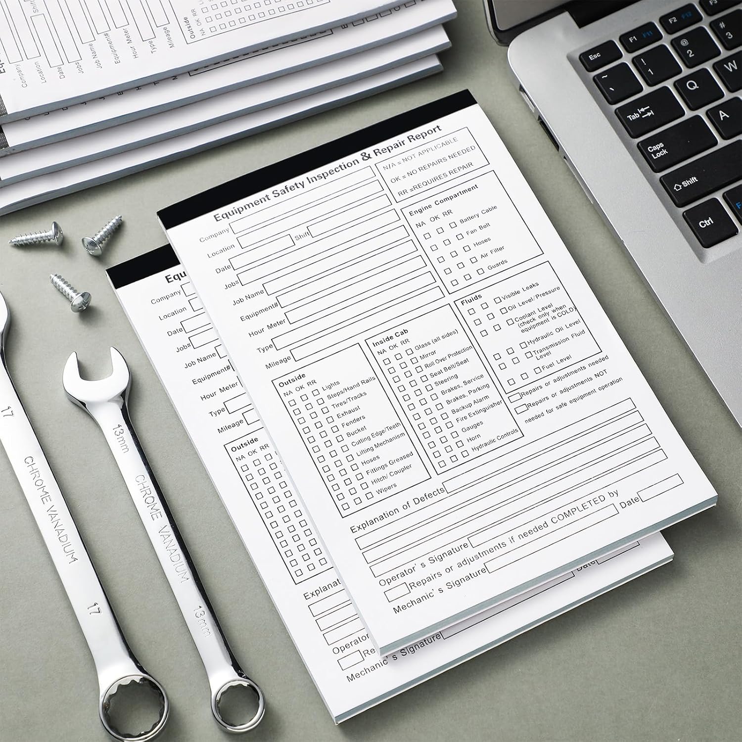 10 Pack 5.5" x 8.5" Equipment Safety Inspection Report Detailed Driver's Vehicle Inspection Report Book Daily Pre Trip 2-ply, Carbonless, 31 Sets of Forms Per Book - Image 6