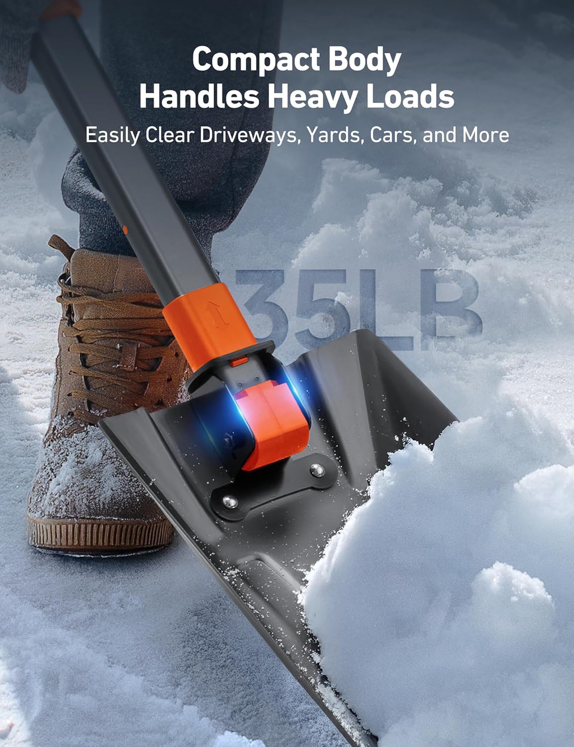 AstroAI 38.4" Folding Snow Shovel for Car, Extendable Snow Shovel with Thickened Aluminum Handle and Reinforced Iron Hinge, Portable and Multifunctional for Driveway, Cars, Camping and Mud, Grey - Image 5