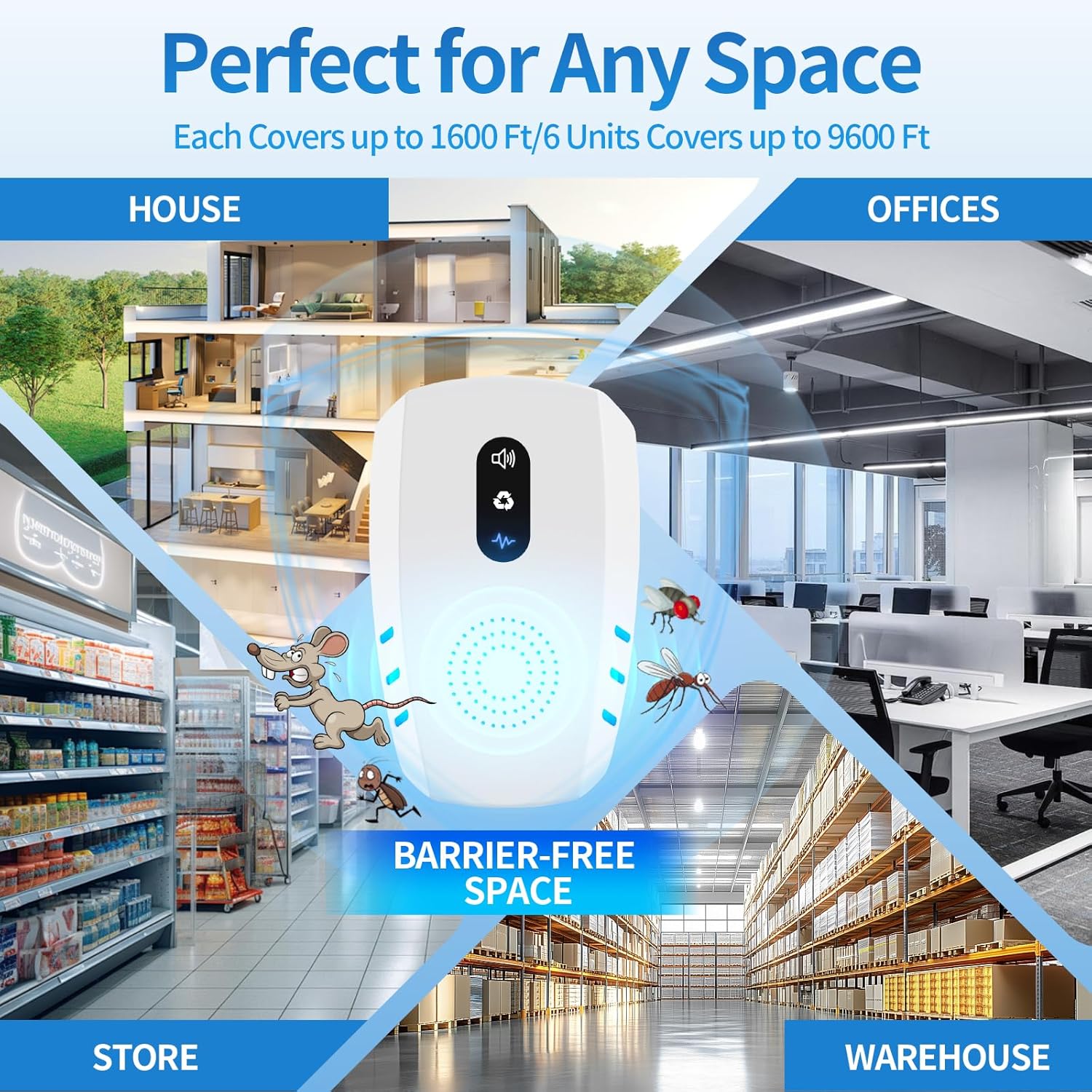 2026 Cvtayn Upgraded Ultrasonic Pest Repellent Indoor Repeller, Mouse Traps, Repellent Roach, Mouse, Bugs, Mosquito, Mice, Spider, Ant, Rodent Repellent Ultrasonic Plug in, 3 Mode Switching, 6 Packs - Image 4