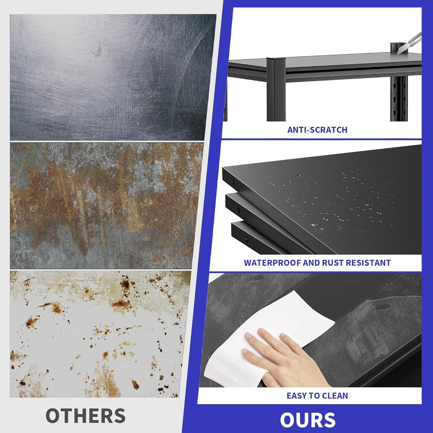 Garage Shelving Unit Rustproof 72" H3000bls Heavy Duty Storage Shelves Easy Assembly 5 Tier Adjustable Metal Steel Utility Shelf Rack Garage Storage Organize for Tools,Basement,Warehouse - Image 4