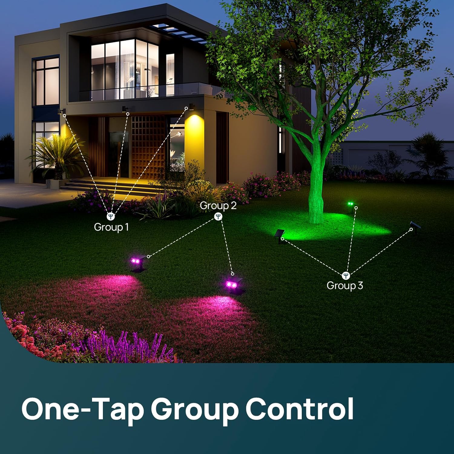 Linkind Smart Solar Spot Lights Outdoor SL5C, Solar Lights Outdoor Spotlight Cool/Warm White/Color Changing, APP/Voice Control IP67 Landscape Lighting for Yard, Garden, Pathway(2 Pack) - Image 8