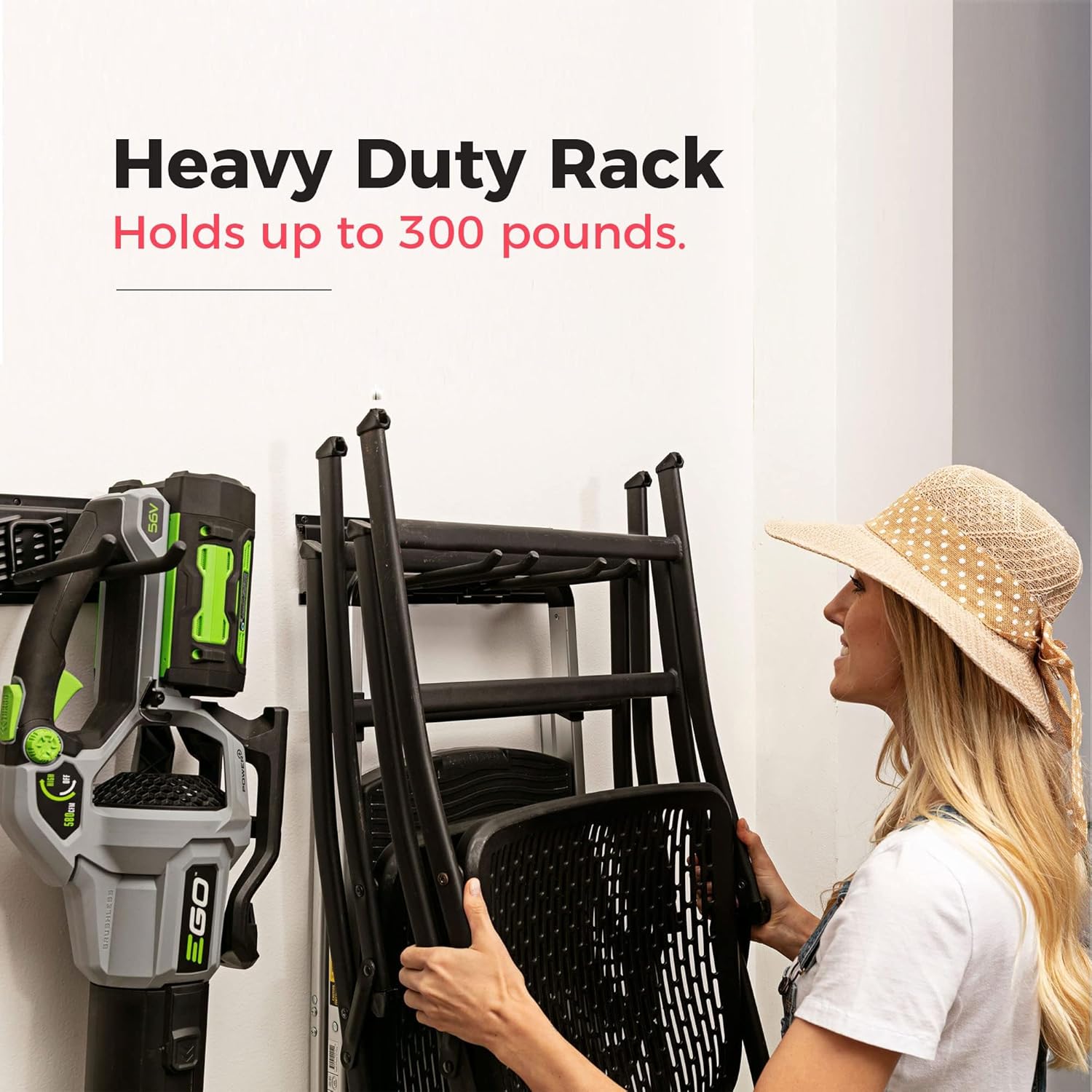 TIDYME Garage Tool Organizer Wall Mount - 48 inches - Sturdy Storage Rack with Adjustable Hooks, Anti-Rust - Easy Installation, 300lbs Capacity - Garden Tool Organizer (03 Racks & 06 Hooks) - Image 3
