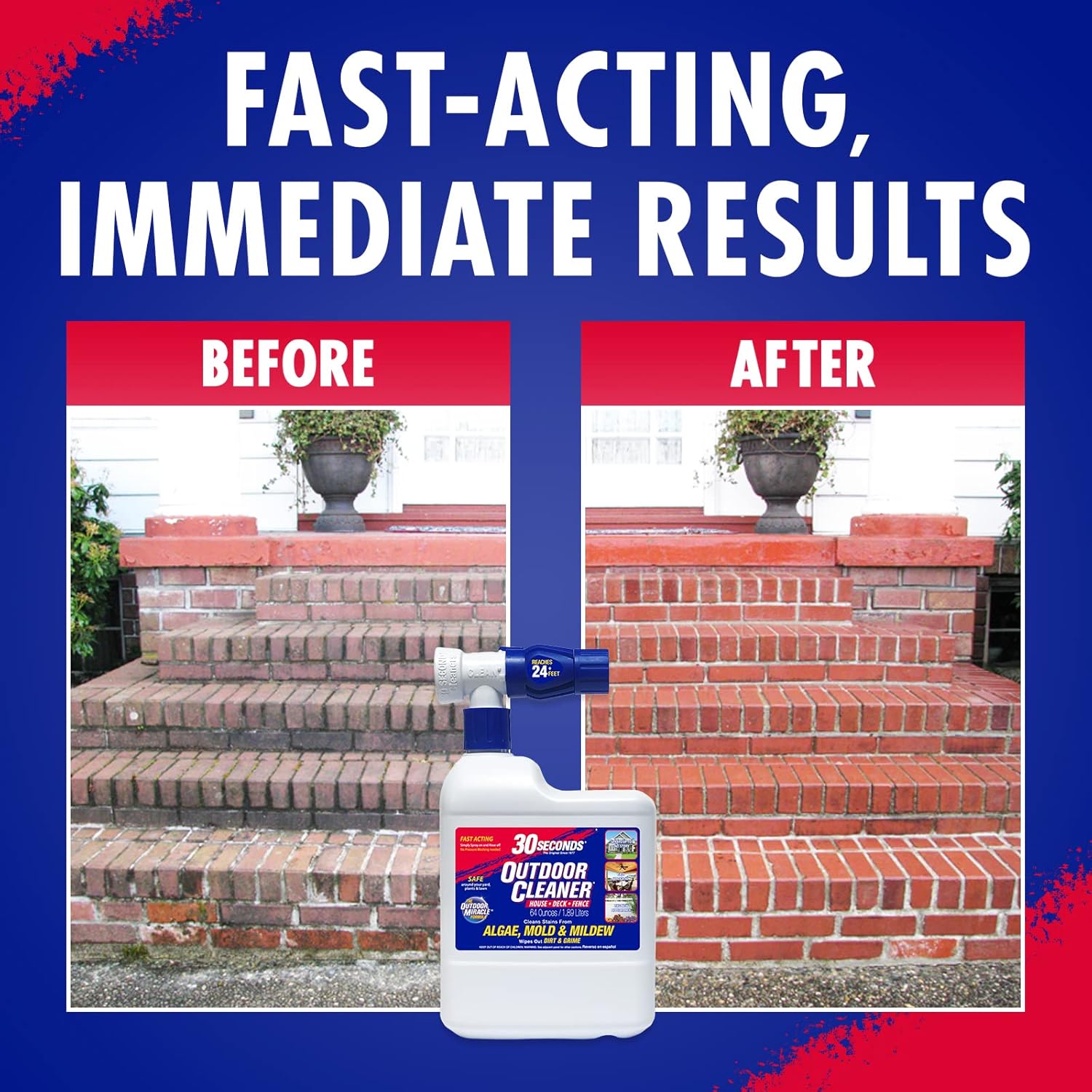 30 SECONDS Outdoor Cleaner 2 Pack with Hose End Sprayer - Cleans Stains from Algae, Mold and Mildew on Vinyl Siding, Deck, Patio, Brick and More - Image 9