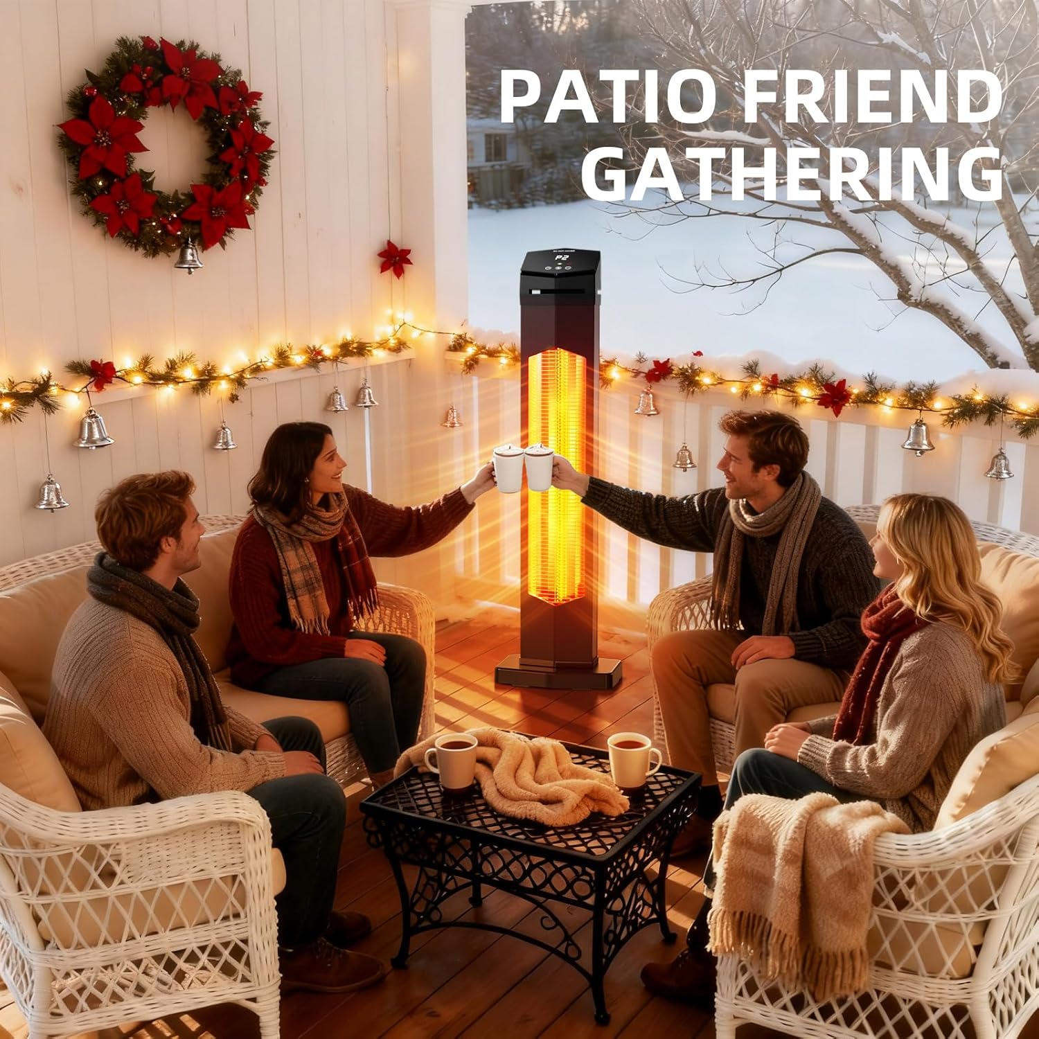 1500W Electric Patio Heater, 36inch Infrared Heater with Remote, IPX5 Waterproof Infrared Tower Space Heater, 2 Heat Levels, 12H Timers, Tip-Over & Overheat Protection for Garage, Indoor, Home - Image 7