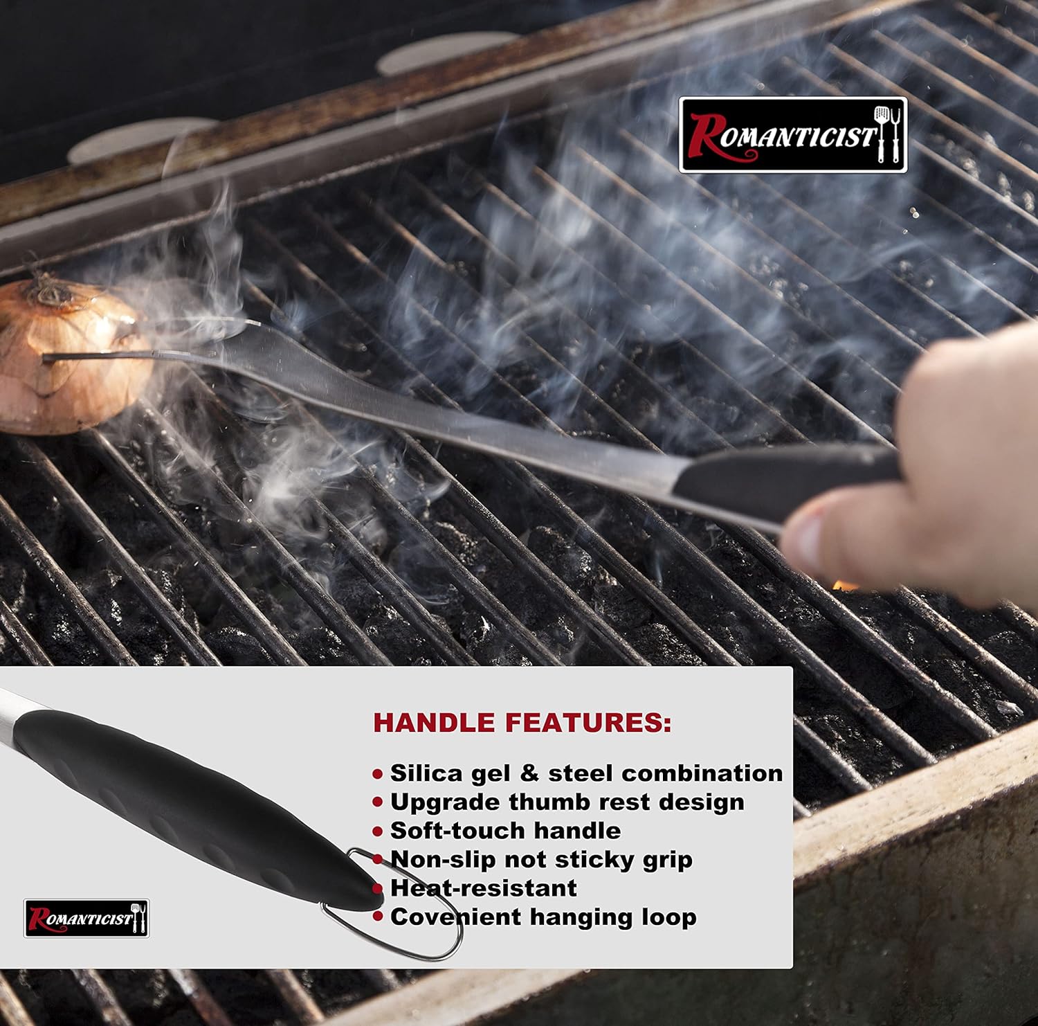 ROMANTICIST 4pcs Heavy Duty Grill Accessories for Top Chef - Professional Grill Tool Set & Basic BBQ Tools for Backyard Restaurant Outdoor Kitchen - Deluxe Grill Gift for Dad on Father’s Day Christmas - Image 4