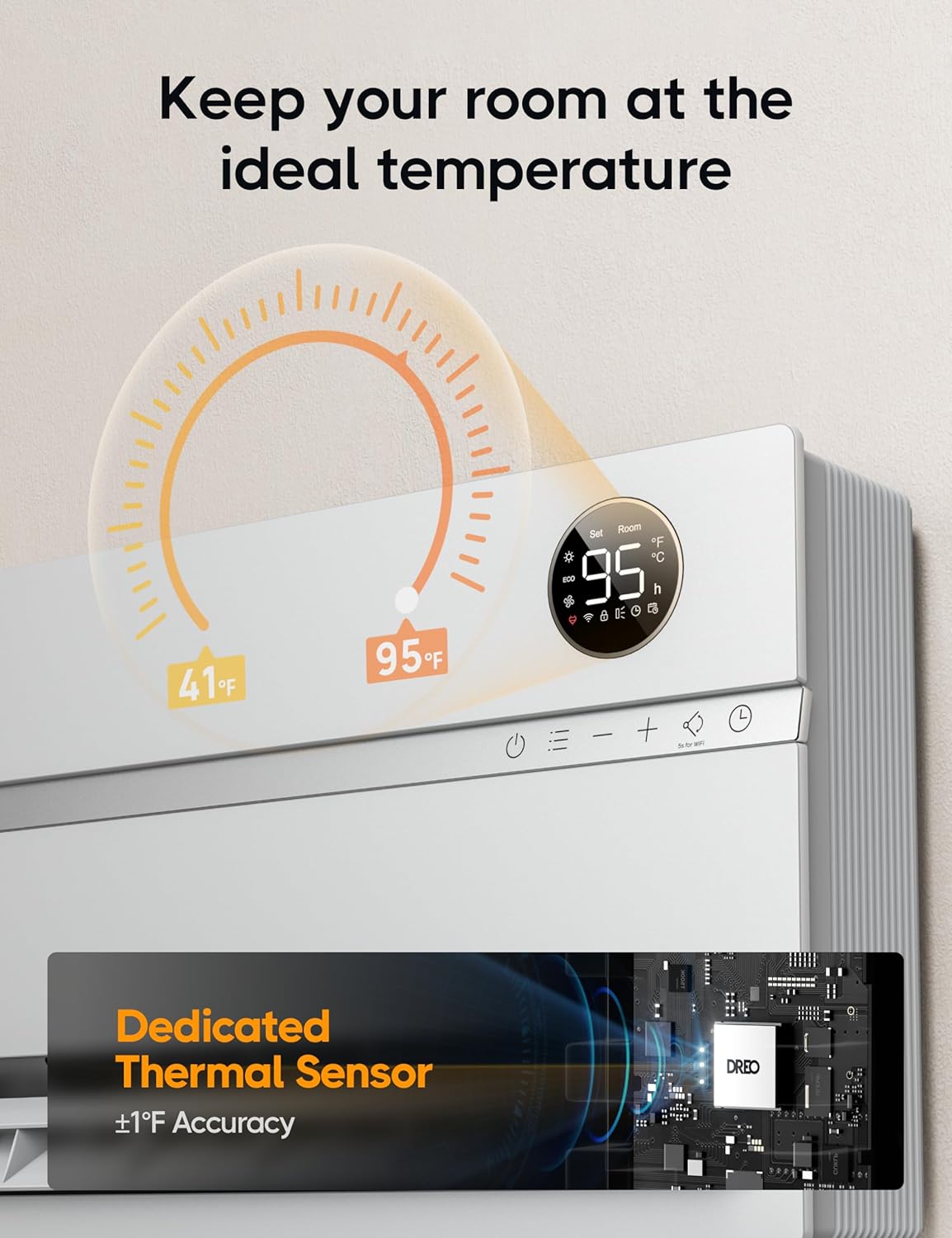 Dreo Smart Wall Heater, Electric Space Heater for Bedroom 1500W, 120° Vertical Oscillation, Adjustable Thermostat, Remote Control, 24H Timer, Easy-Mount Heater for Indoor Use, Works with Alexa, WH719S - Image 6