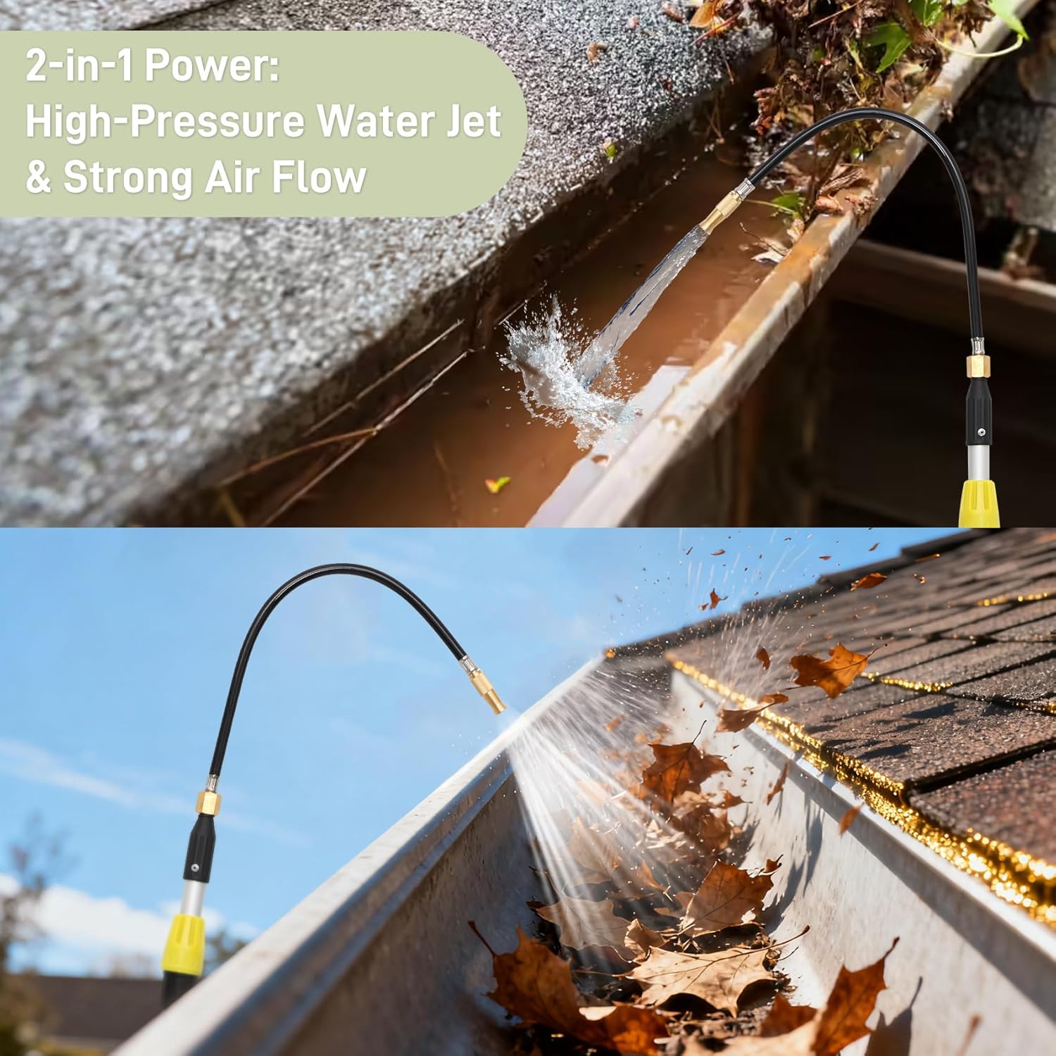 20FT Heavy Duty Telescopic Gutter Cleaner System – Professional Gutter Cleaning Tools from the Ground with Quick-Connect Adapter & Ergonomic Wand for 2-Story Homes, Roof Maintenance, and Clog Removal - Image 6