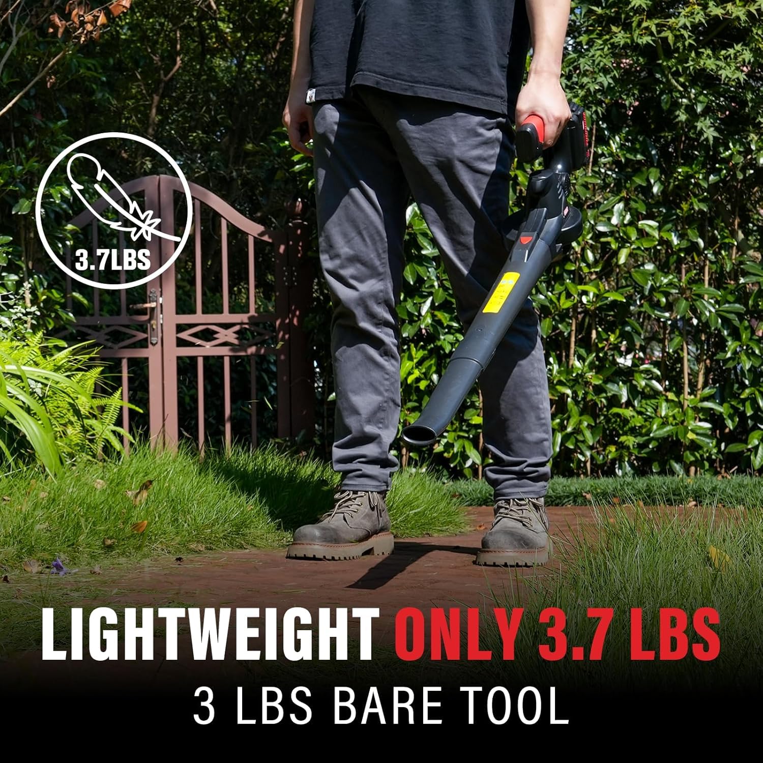 MZK Cordless Leaf Blower,20V Battery Powered Electric Blower for Lawn Care, Electric Lightweight Leaf Blower for Blowing Leaves, Patio Cleaning and Dust(2 * 2Ah Battery & Charger Included),LF40D13 - Image 5