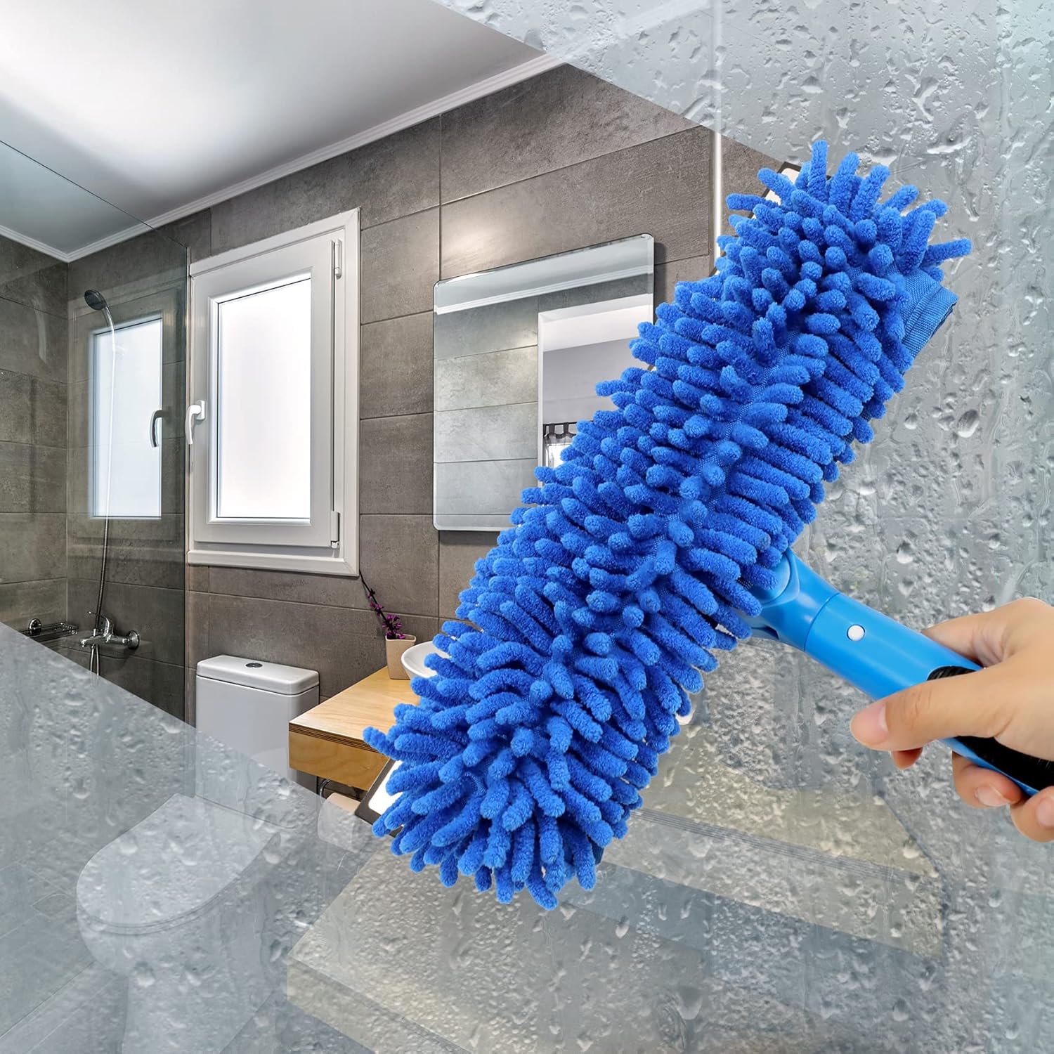 VITEVER Professional 69'' Window Squeegee Cleaner Tool with Extension Pole, 2-in-1 Squeegee for Window Cleaning Kit with Scrubber and Rotating Head, 1 Blade 2 Scrubber - Image 5
