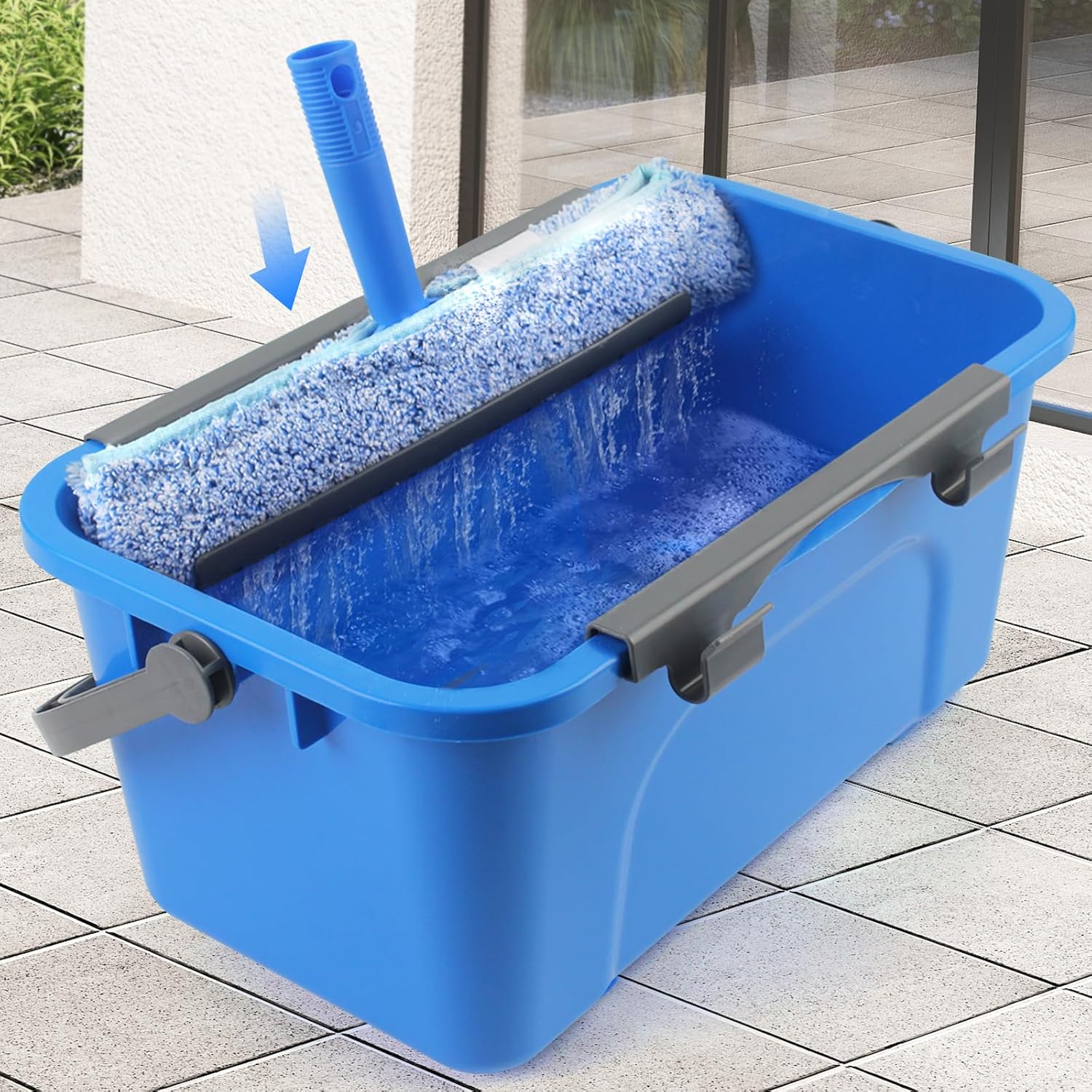 Window Cleaning Kit with Bucket 3 Gallon, 14" Window Squeegee and 15" Scrubber with 61" Long Handle, Professional Window Washing Equipment Cleaner Tool for Home Outdoor Commercial Use - Image 6