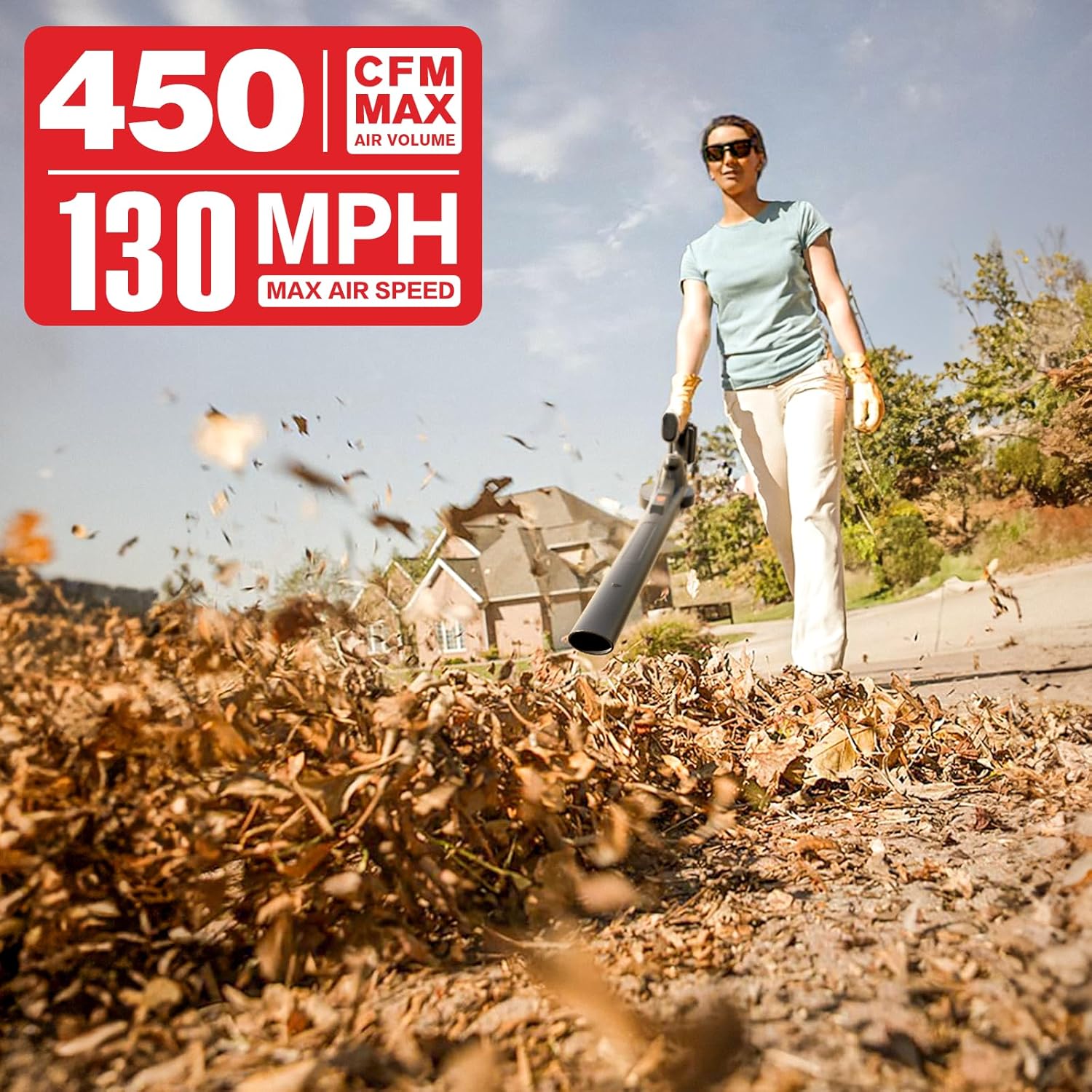 MZK Cordless Leaf Blower,20V Battery Powered Electric Blower for Lawn Care, Electric Lightweight Leaf Blower for Blowing Leaves, Patio Cleaning and Dust(2 * 2Ah Battery & Charger Included),LF40D13 - Image 2