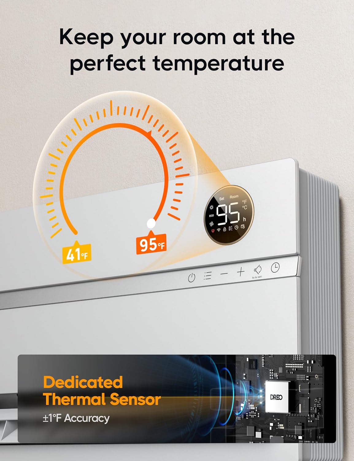 DREO Wall Heater for Bathroom, Smart Space Heaters with ALCI Plug, 1500W, 120° Vertical Oscillation, Adjustable Thermostat, 24H Timer, Easy Installation Electric Heater for Indoor use, Bedroom, Office - Image 7