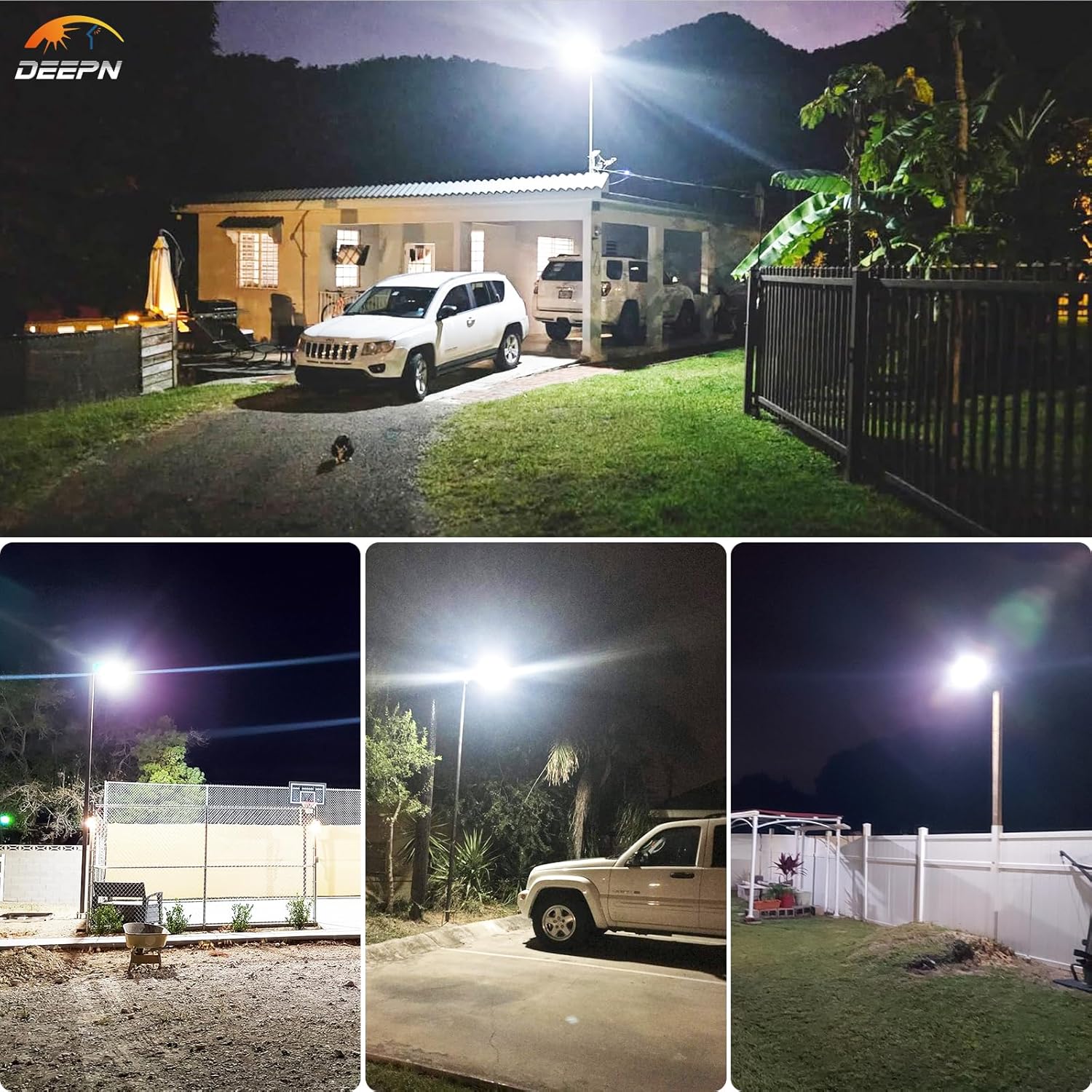 Deepn Solar Street Light 12000W Aluminum Commercial Grade Solar Parking Lot Lights with Motion Sensor & Dusk to Dawn IP67 Waterproof Heavy Duty Security Flood Lights for Street, Yard, SZ4000, 1Pack - Image 8