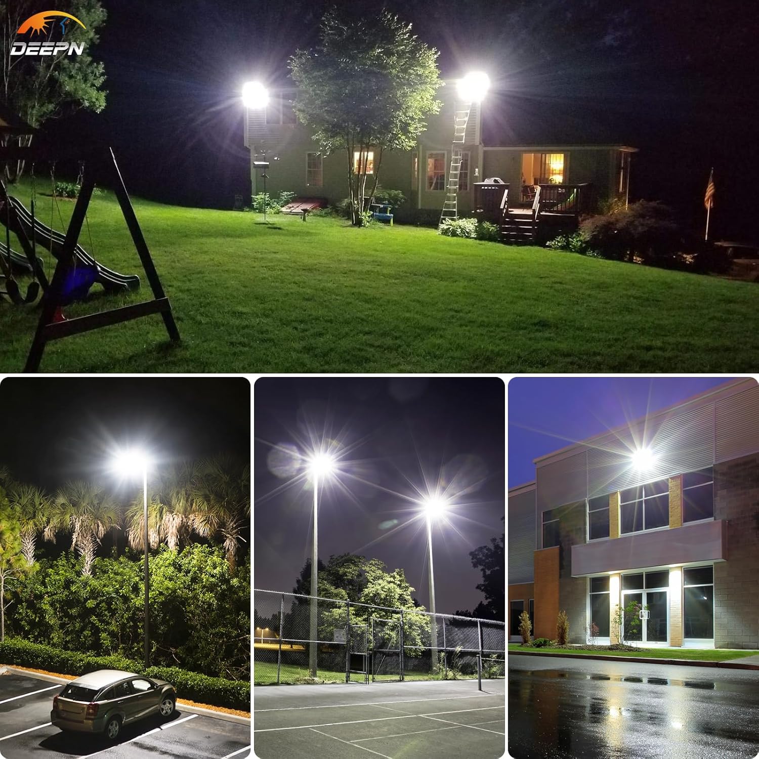 Deepn Solar Street Lights 10000W Commercial Grade Aluminum Parking Lot Lights LED Security Flood Light with Motion Sensor & Dusk to Dawn, Solar Lights Outdoor Waterproof for Outside, SZ3000, 2 Pack - Image 8