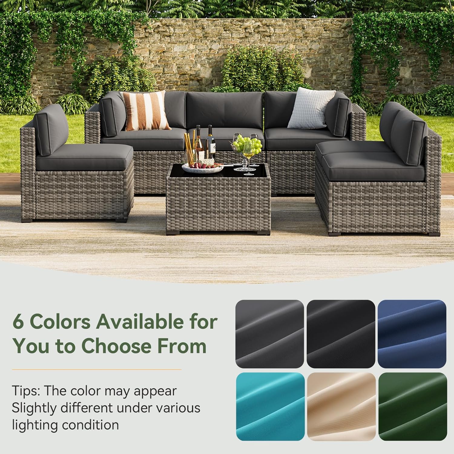 Aoxun Replacement Cushions for Outdoor Furniture, 14-Piece Outdoor Cushions for Patio Furniture, Deep Seat, Waterproof & Fade Resistant Couch Cushion for 6-Seat Patio Conversation Sets, Grey - Image 11