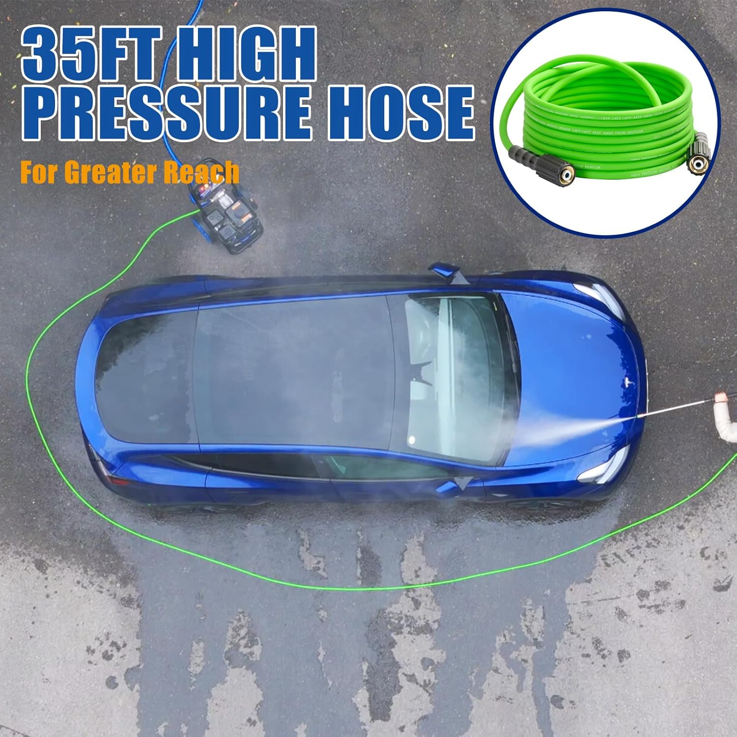 TOOLCY 3400 PSI Gas Pressure Washer, 2.8 GPM Gas Powered Power Washer with Soap Tank, Reinforced Pump & 212cc OHV Engine, 35 FT Pressure Hose, Quick Connect Swivel Pressure Gun, 5 Nozzles for Homes - Image 7