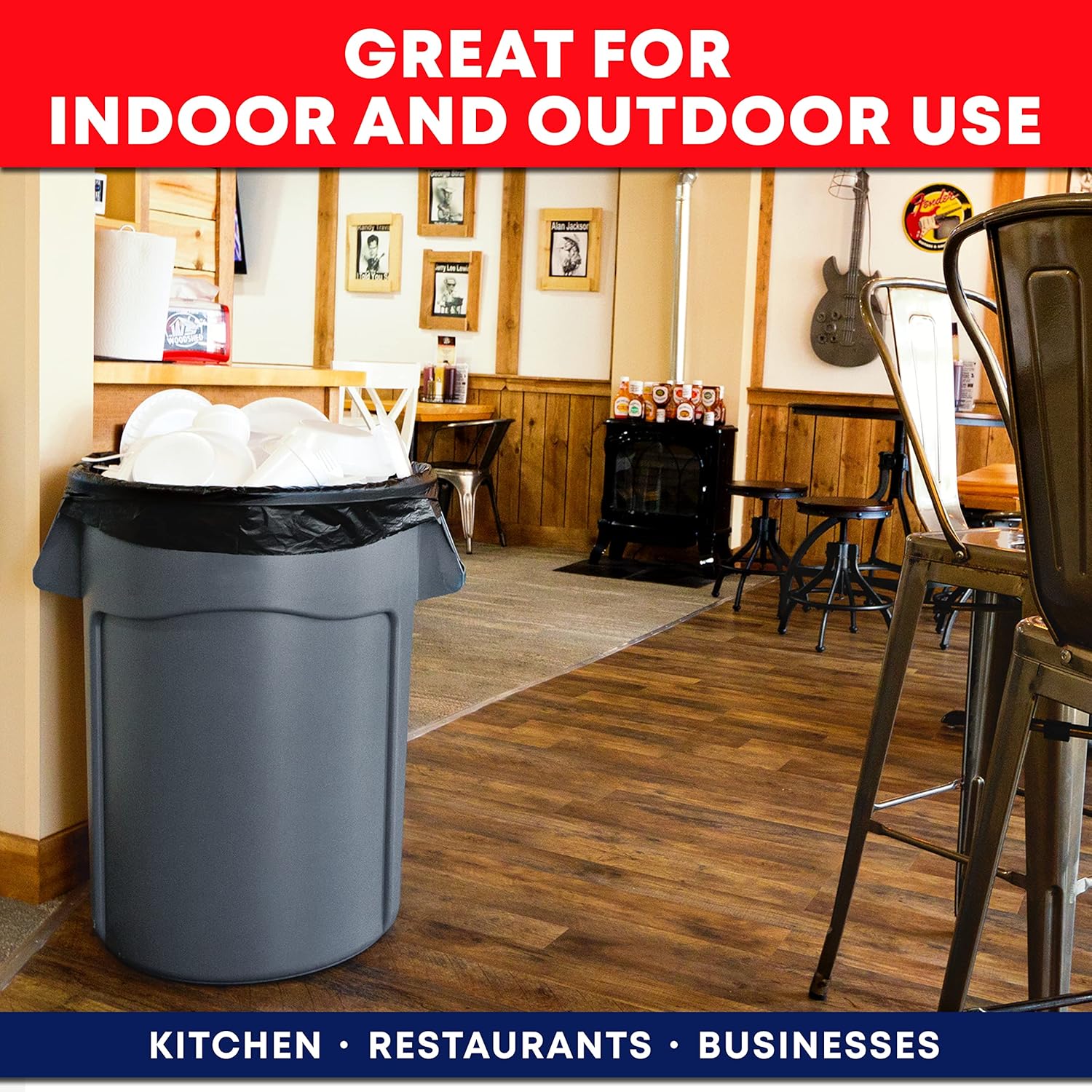 Tasker 44-45 Gallon Trash Bags Heavy Duty, (Value 100 Bags w/Ties) Extra Large Black Trash Bags - 39 Gallon - 40 Gallon - 42 Gallon - 45 Gallon - Large Black Garbage Bags Heavy Duty - Image 7