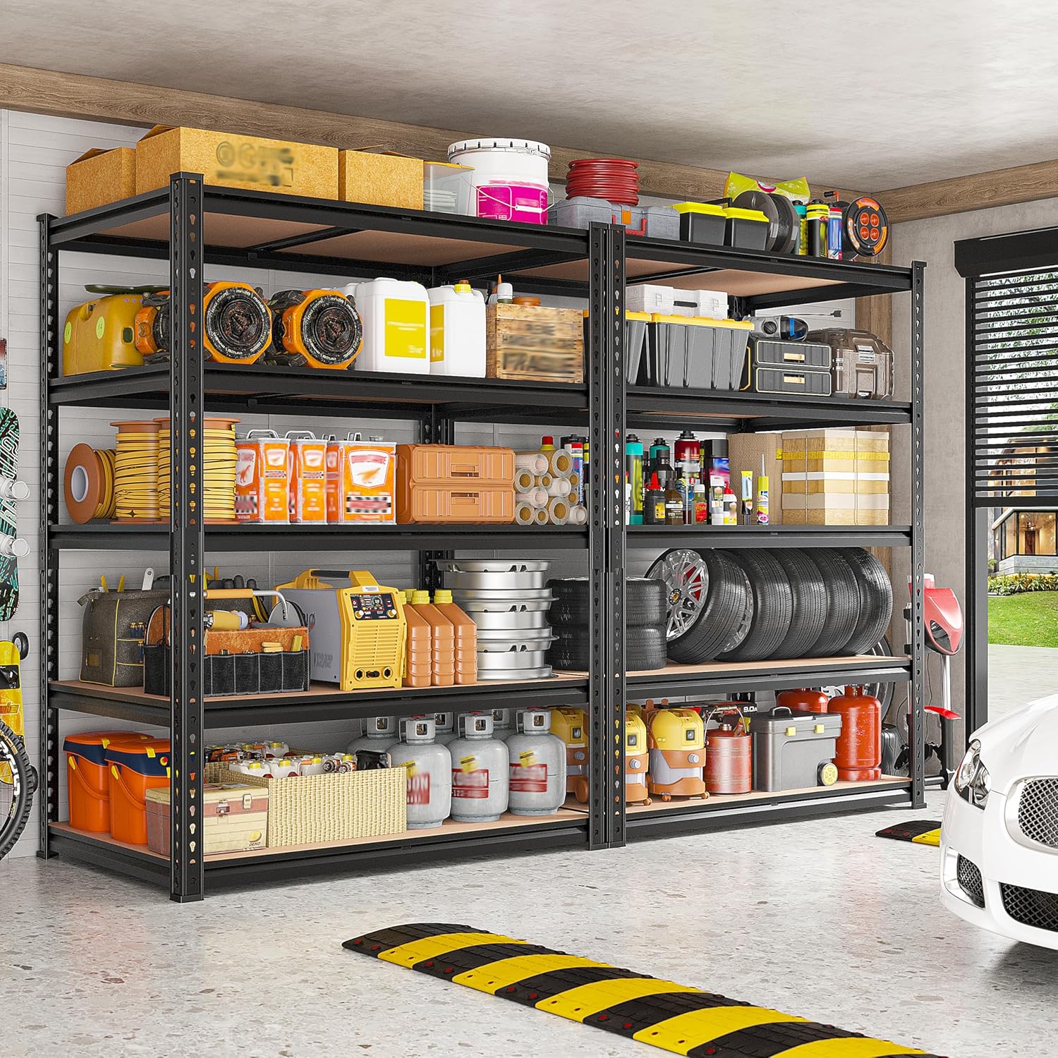 REIBII 2400LBS Garage Shelving 5 Tier Storage Shelves Heavy Duty, Adjustable Metal Shelving Unit, Garage Shelves for Basement, Warehouse, Pantry, Closet, Kitchen 72" H x 35.55" W x 16" D, 2 Pack | Heavy Duty, Adjustable, 2020LBS Capacity, Garage, Pantry, Closet - Image 2