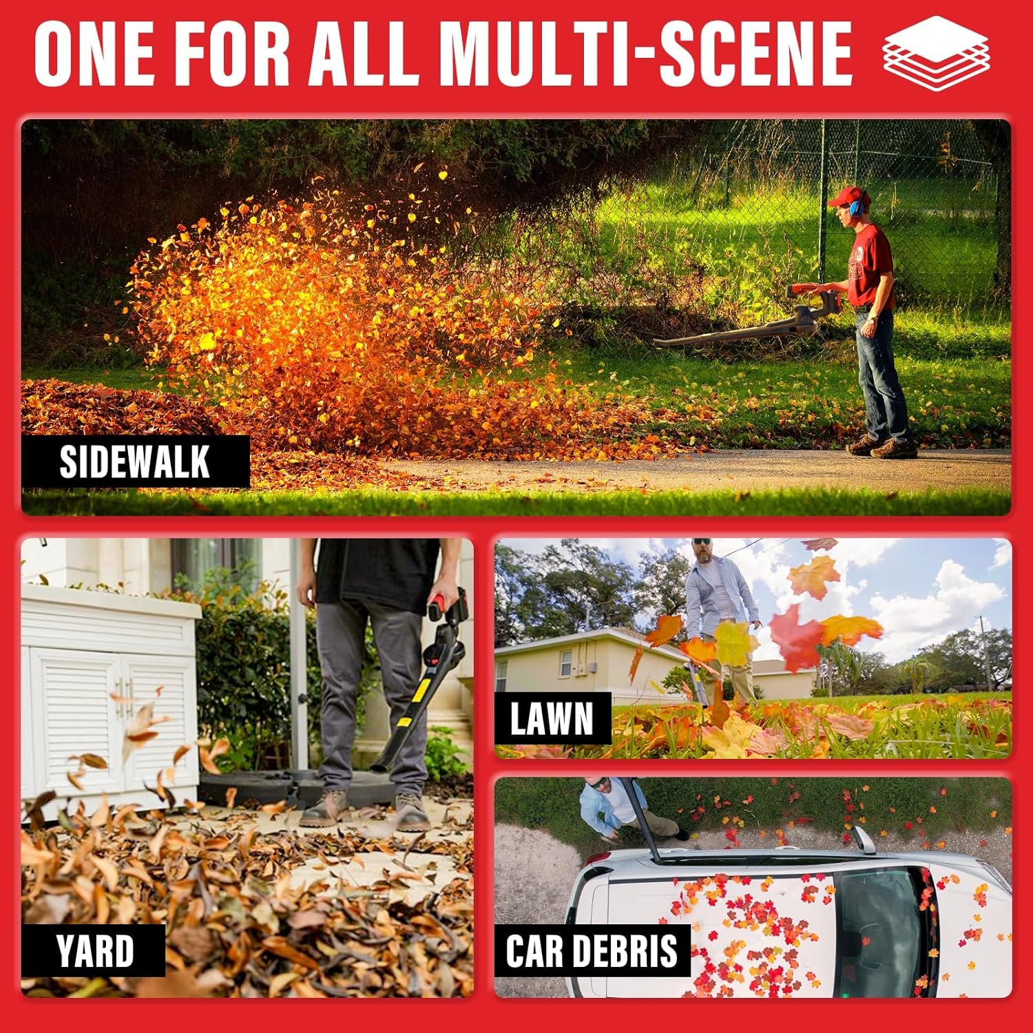 MZK Cordless Leaf Blower,20V Battery Powered Electric Blower for Lawn Care, Electric Lightweight Leaf Blower for Blowing Leaves, Patio Cleaning and Dust(2 * 2Ah Battery & Charger Included),LF40D13 - Image 4