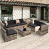8 Pieces Outdoor Wicker Rattan Pati...