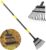 Rake, Garden Leaf Rakes for Lawns Heavy Duty, Yard Metal Rake Tools with 9″ Small Narrow Rake Head, 65” Adjustable Long Handle, 11 Steel Tines, Quick Clean up Rake for Shrub, Flower Bed, Camping