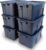 Rubbermaid Roughneck Tote 14 Gal, 6 Pack, Made in USA, Dark Indigo Metallic, Rugged Plastic Stackable Storage Bins with Lids and Handles