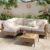 5-Piece Patio Furniture Set, Outdoor Wicker Sectional Sofa with Coffee Table, Anti-Slip & Thick All-Weather Cushions for Party, Garden, Backyard, Beige