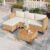 HERA’S HOUSE Small Patio Furniture Set, 3 Pieces Wicker Outdoor Sectional Sets,Yellow Rattan Conversation Set with Sofa and Coffee Table for Garden and Backyard, l Shape Boho Balcony Couch Sets