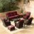 HILLGA Luxury Patio Furniture Set with 6-inch Thick Cushion, Outdoor Couch and High Back Swivel Rocker Patio Chairs, 10PCS Wicker Conversation Set for Deck Yard and Poolside, Burgundy (V2)